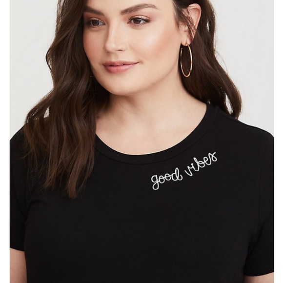 torrid Tops - Good Vibes embroidered fitted tee